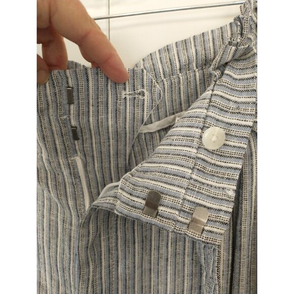 Banana Republic Wide Leg Linen-Blend Paperbag Pants Striped Pockets - Size 18 - Picture 5 of 9